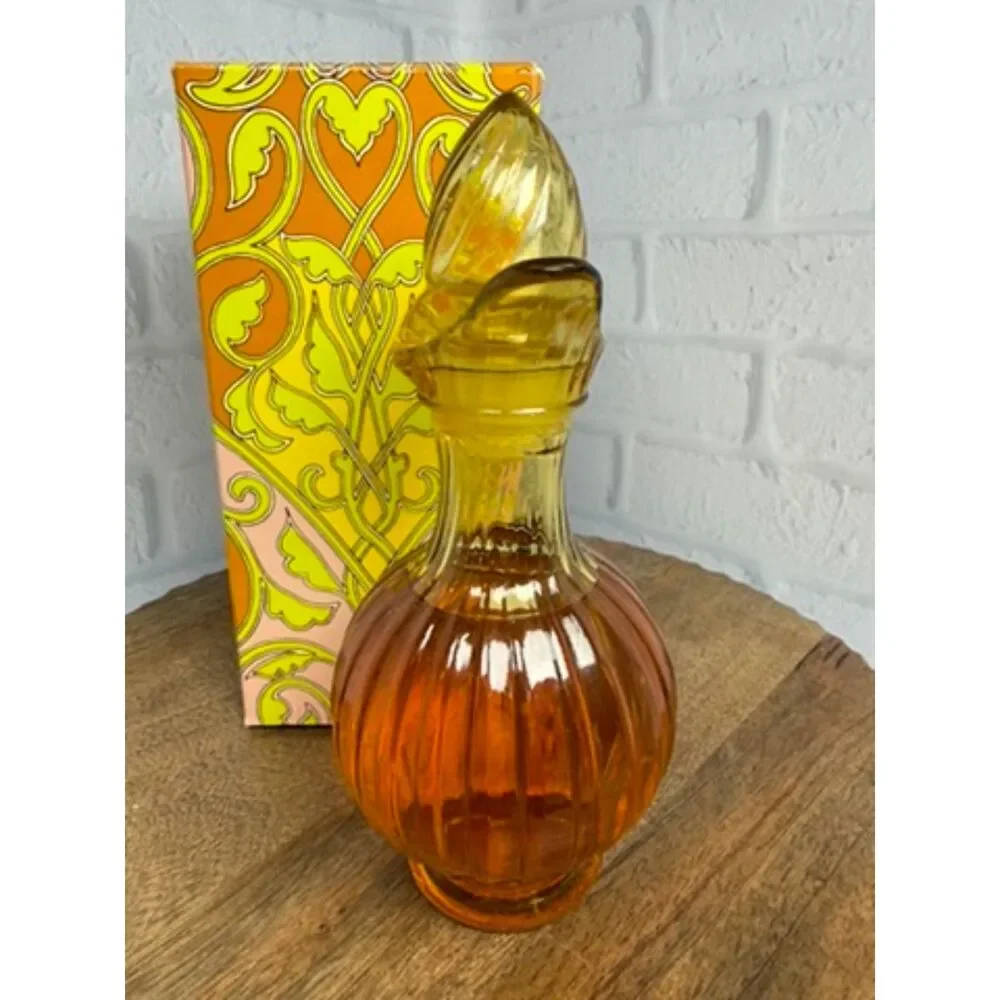 VTG Amber Glass Ribbed Avon Cruet Charisma Foaming Bath Oil 6 fl oz - Picture 5 of 12